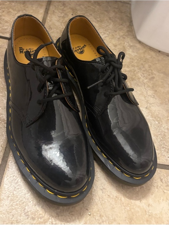Dr. Martens Black Patent Leather 3-Eye Derby with Yellow Stitching main image 6